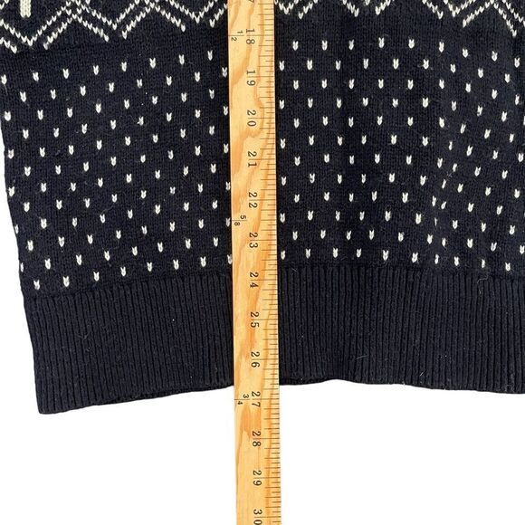 TOMMY HILFIGER Fair Isle Christmas Cardigan Navy Red White Sweater Zip Men's L - Picture 8 of 9